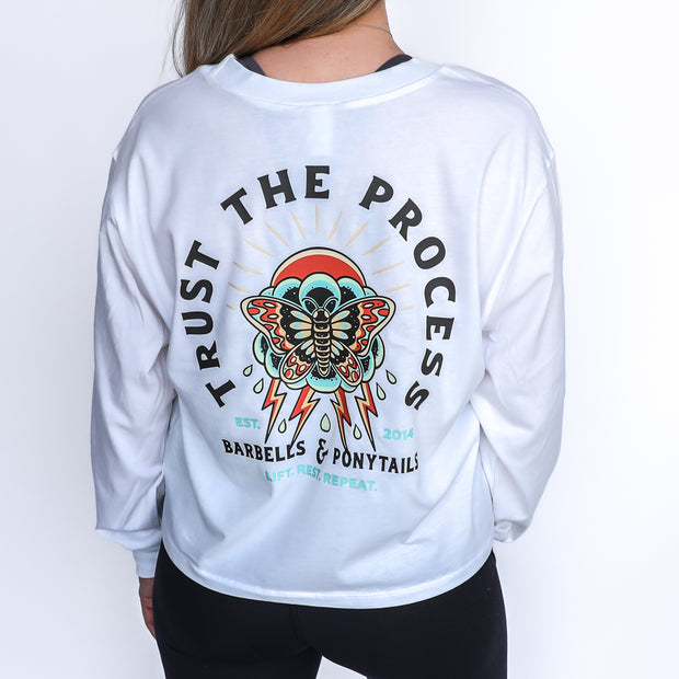 "Trust The Process" Long Sleeve Modest Crop