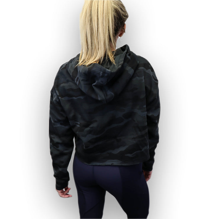 black camo crop hoodie 