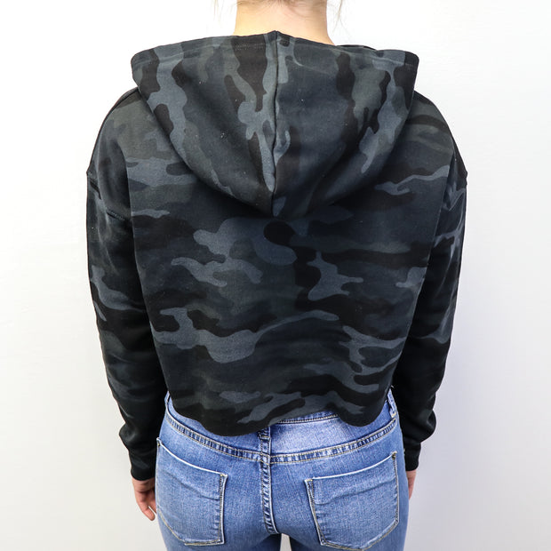 black camo crop hoodie