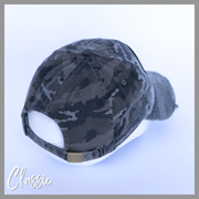 solid grey camo classic baseball hat with barbells and ponytails text