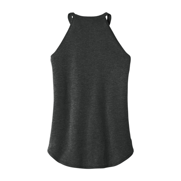 black flowy high neck tank